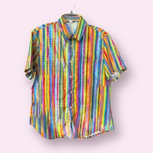 Striped Multicolored Men’s short sleeve button down